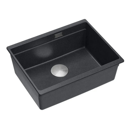 Granitspülbecken Logan 100 Black Metallic Stöpsel Gold 2