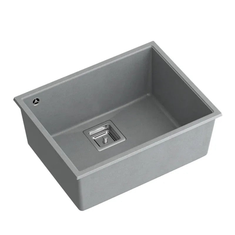 Granitspülbecken DAVID 50 Grey Metallic Stöpsel Gebürsteter Kupfer 2