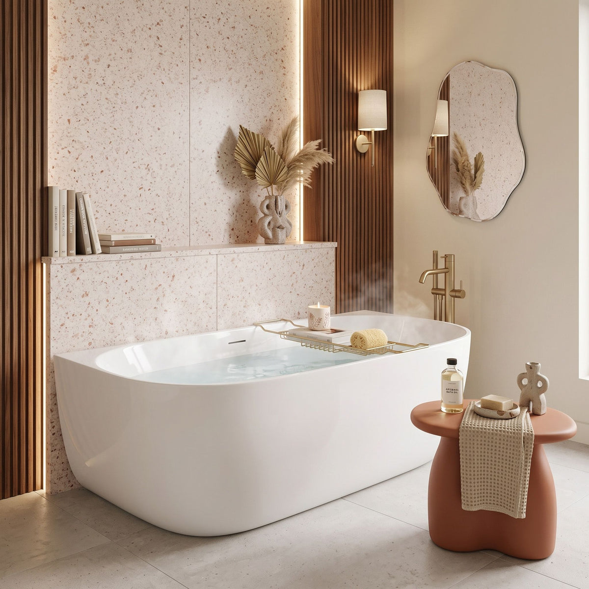 Acryl Wandmontage Badewanne Rea Eris 170cm Weiße Stöpselabdeckung 5