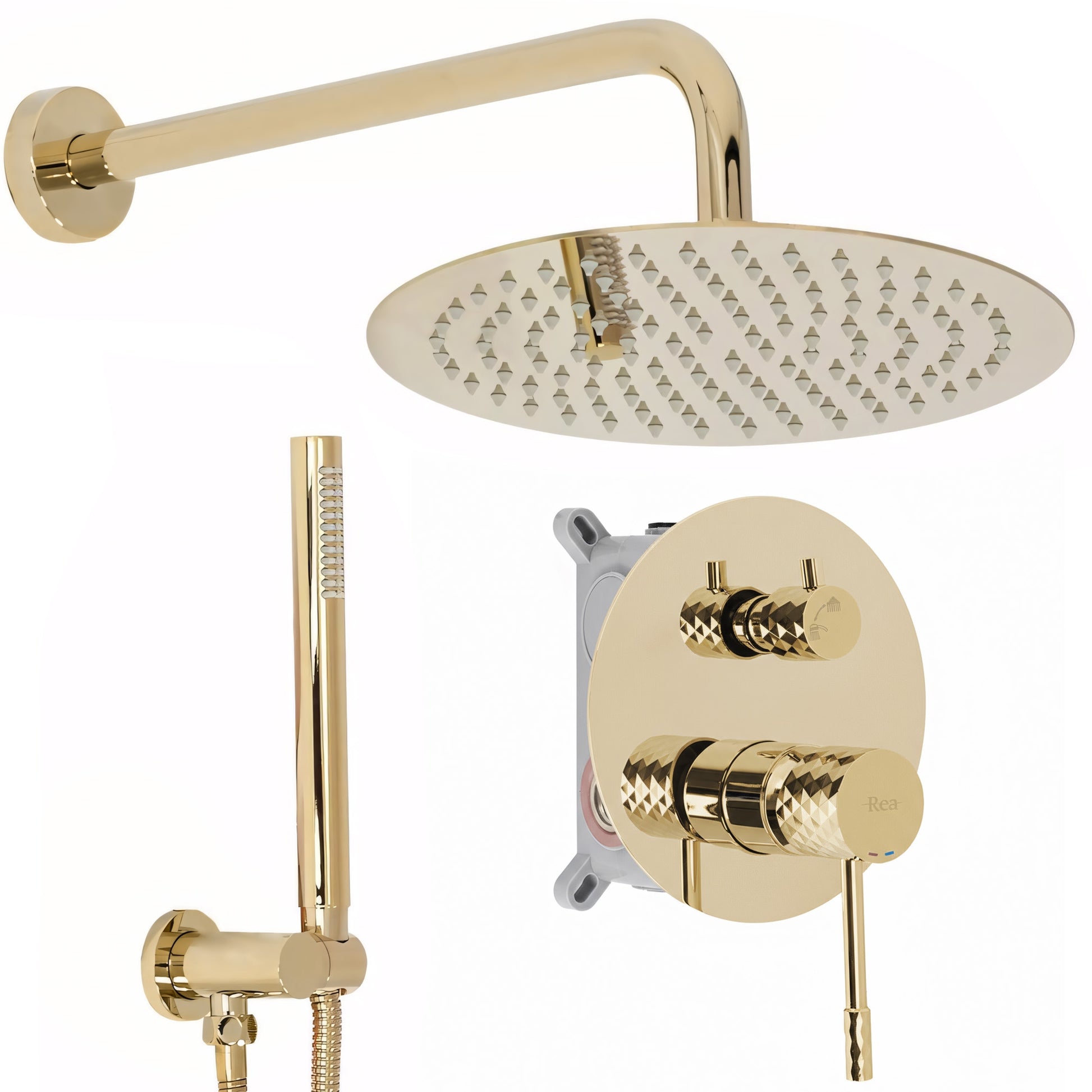 Unterputz Duschset Rea Lungo Diamond Gold + Box  1