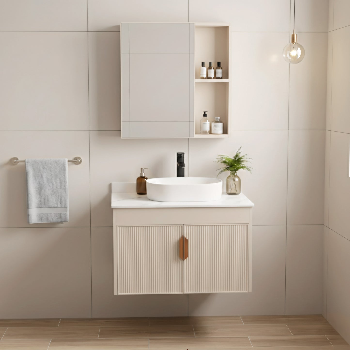 Комплект мебели для ванной с столешницей Modo 60cm Beige  1