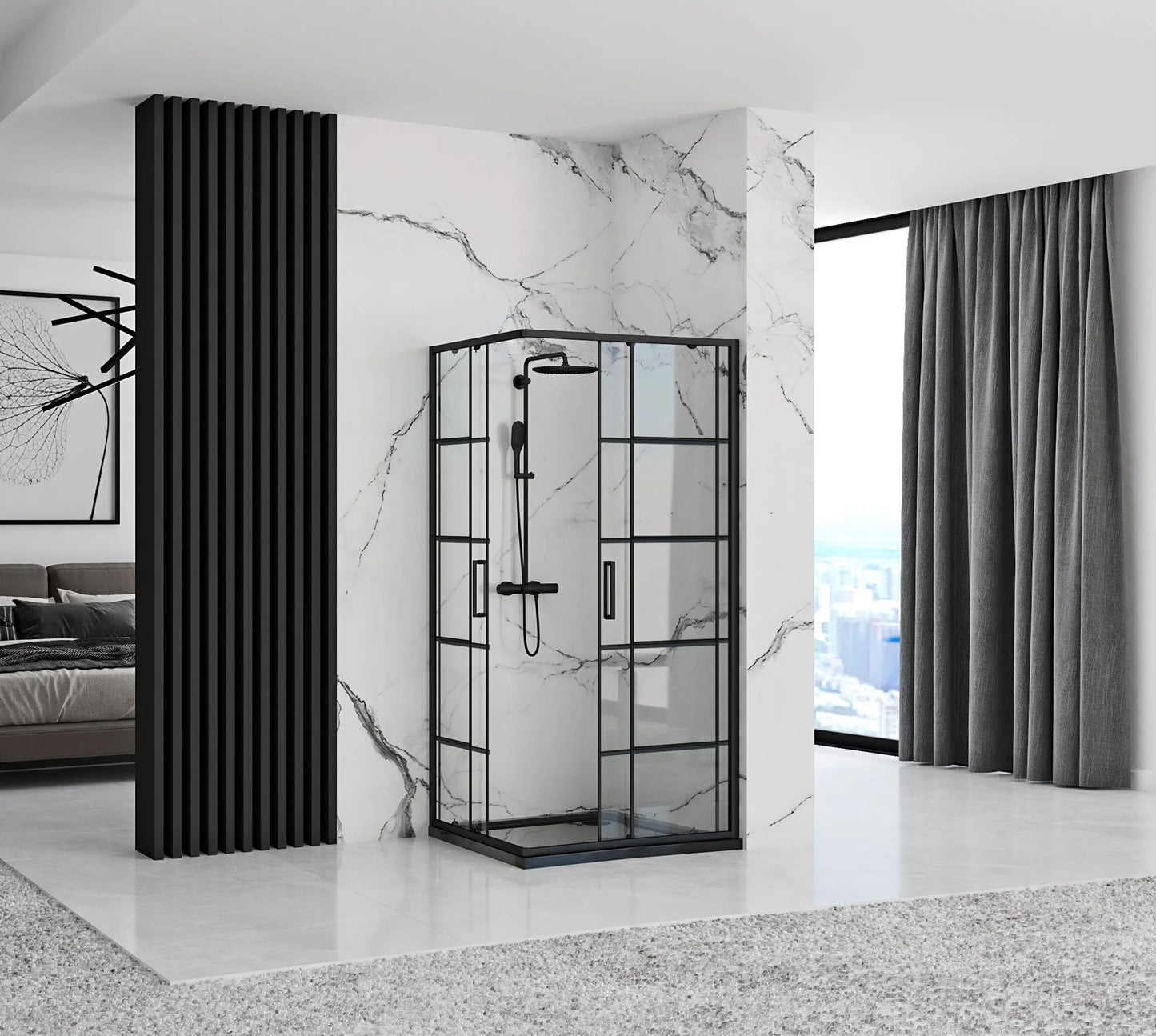 Duschkabine Rea Concept Black 80x100 ohne Duschwanne 3