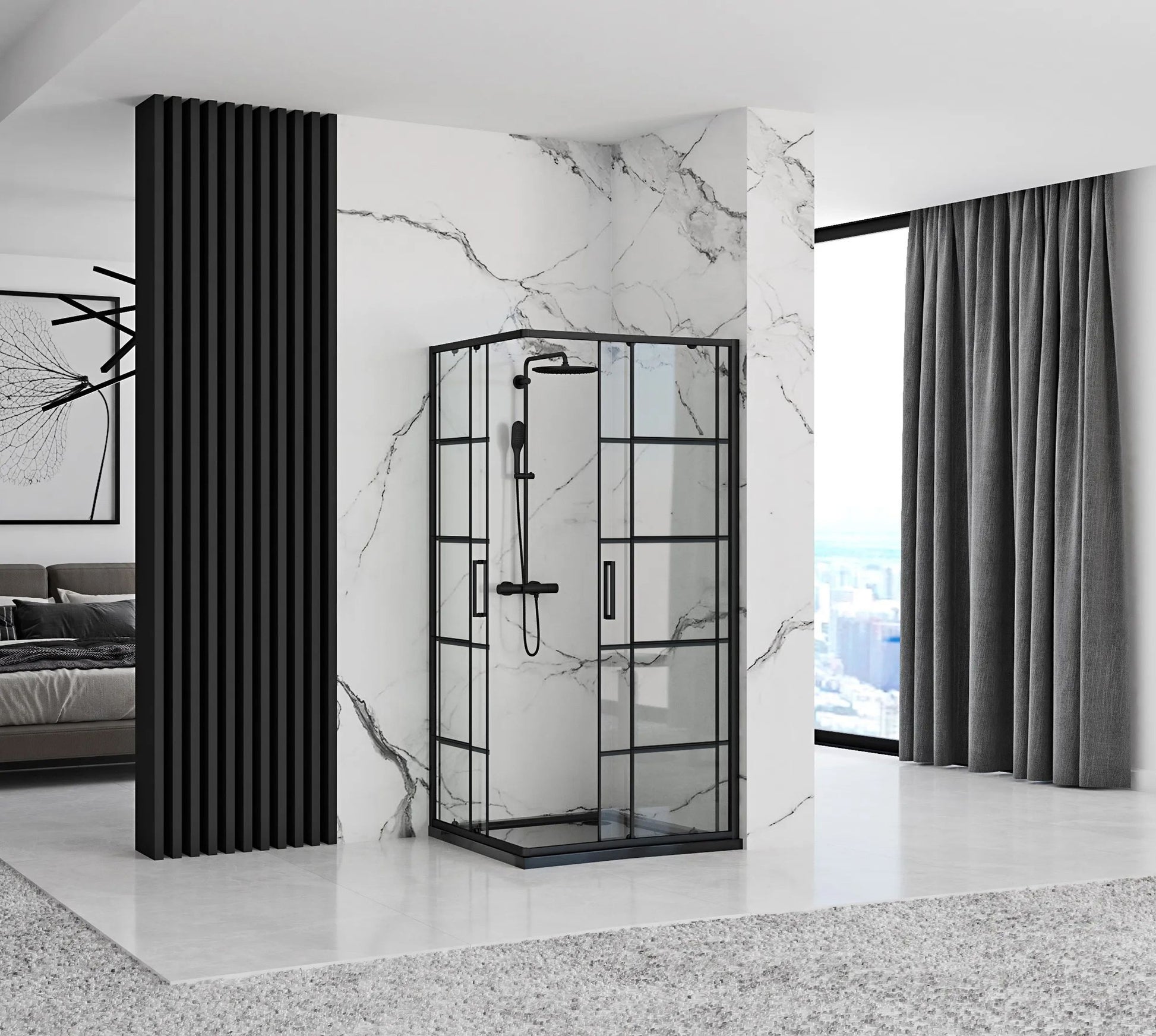 Duschkabine Rea Concept Black 80x100 ohne Duschwanne 3