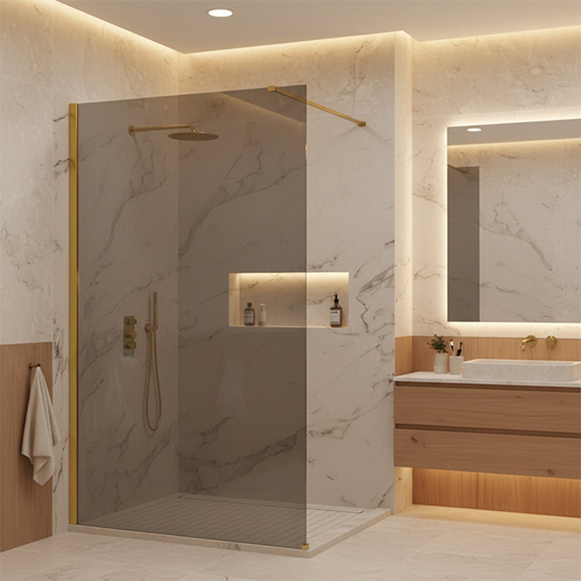 Duschwand Rea Flexi Grey / Gold 110  5