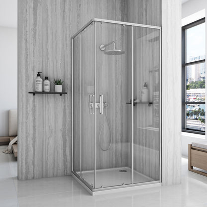 Duschkabine Rea City  90x90 Nickel Brush mit Duschwanne Savoy 2