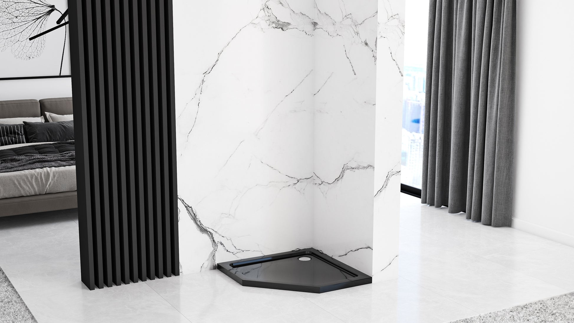 Duschkabine DIAMOND BLACK MAT 80x80 ohne Duschwanne 7