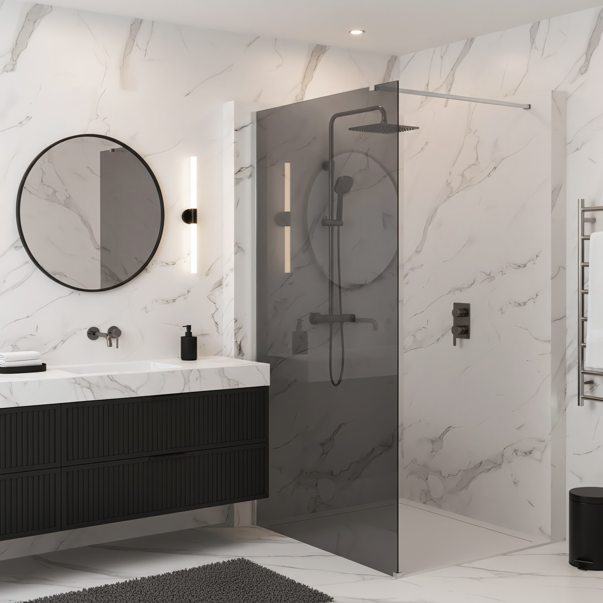 Duschwand Rea Flexi Grey / Chrome 110  3