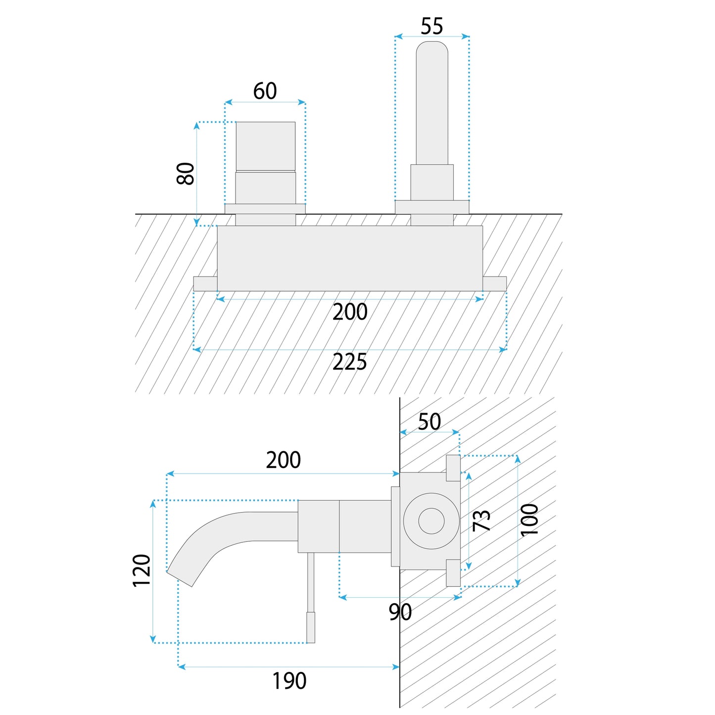Unterputz Armatur Rea Lungo Diamond Chrom + Box  9