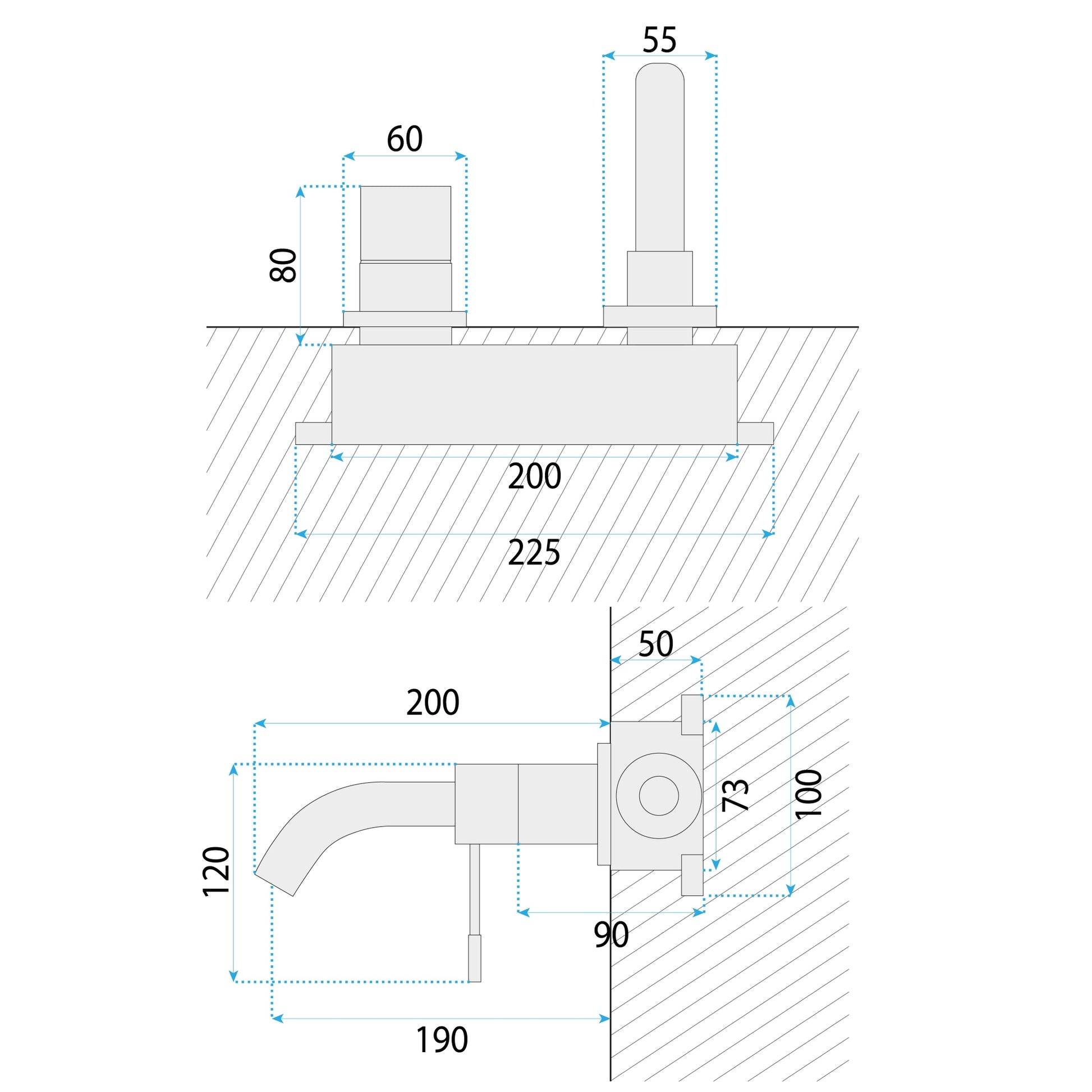 Unterputz Armatur Rea Lungo Diamond Chrom + Box  9