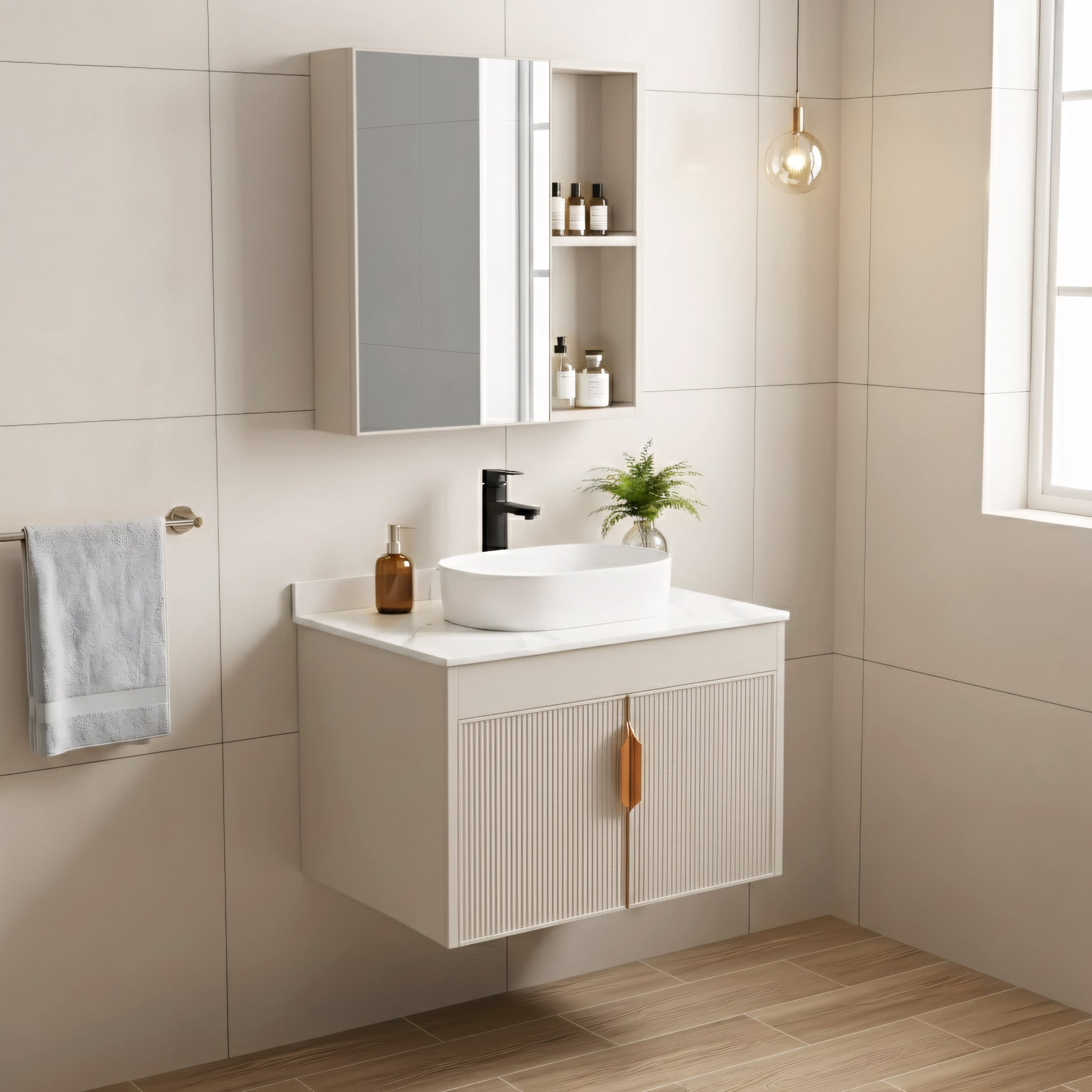Комплект мебели для ванной с столешницей Modo 60cm Beige  3