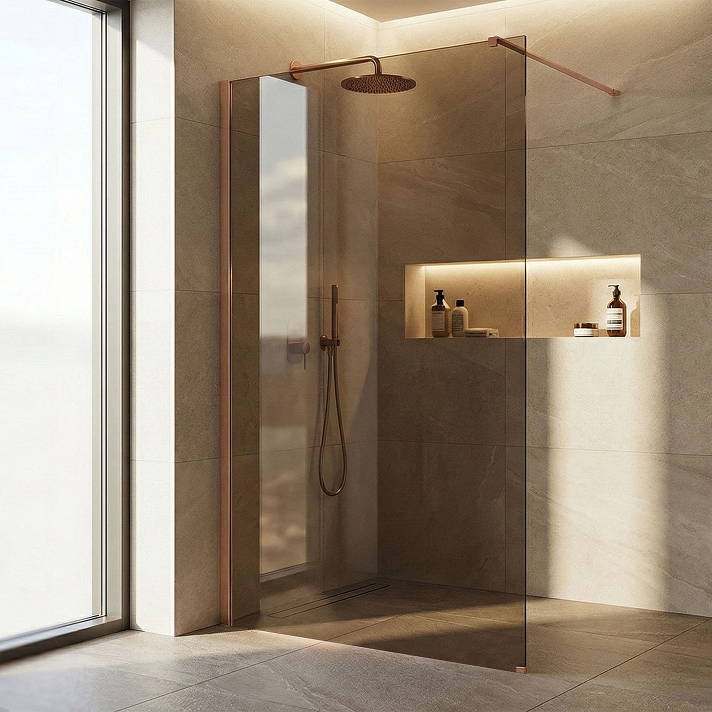 Duschwand Rea Flexi Brown / Brush Copper 110  1