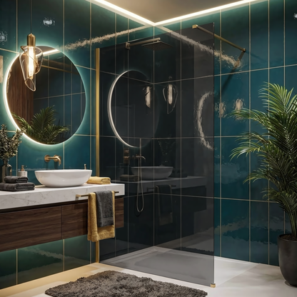 Duschwand Rea Flexi Grey / Brush Gold 100  5