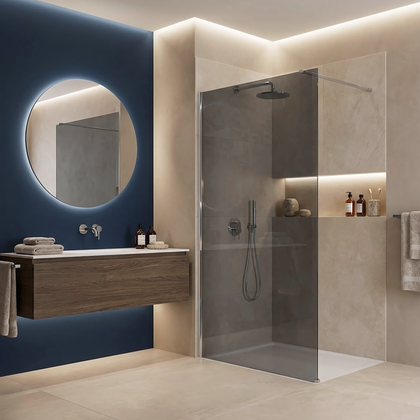 Duschwand Rea Flexi Grey / Chrome 80  4