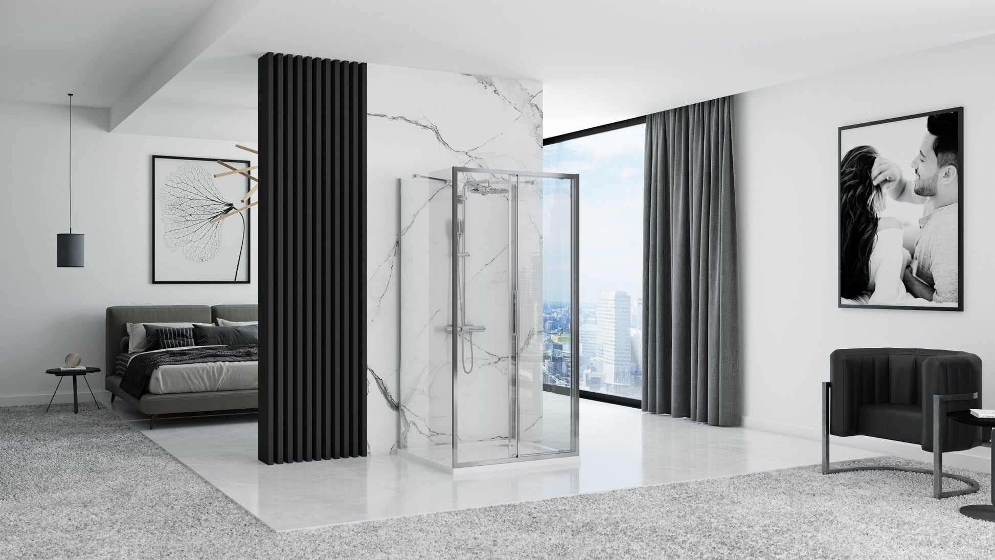 Duschkabine REA Rapid Slide Chrome Wandmontage 150 x 80 3
