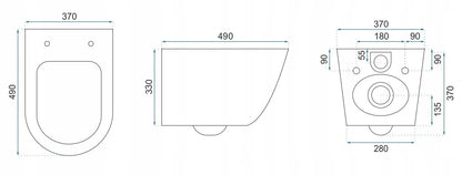 WC Schüssel Randlos CARLO Mini Rimless Duroplast Flat Black Gold Edge  5