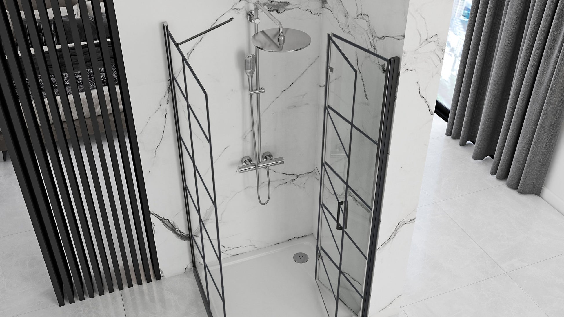 Duschkabine Rea Molier Black 100x80  2