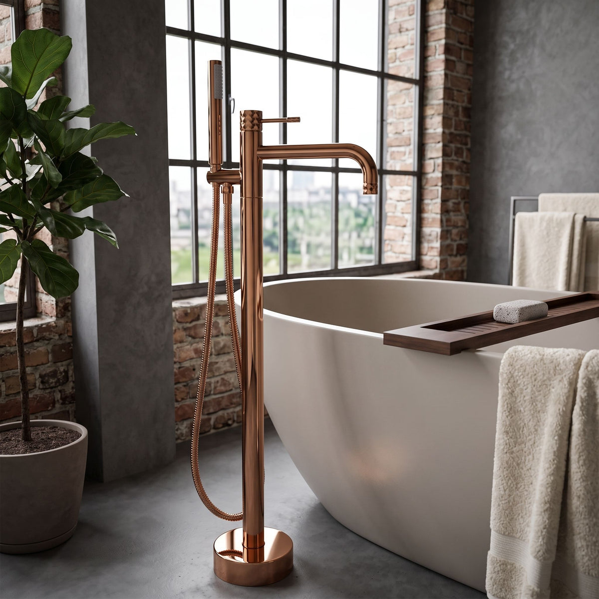 Freistehende Badewannenarmatur Rea Lungo Diamond Copper 5