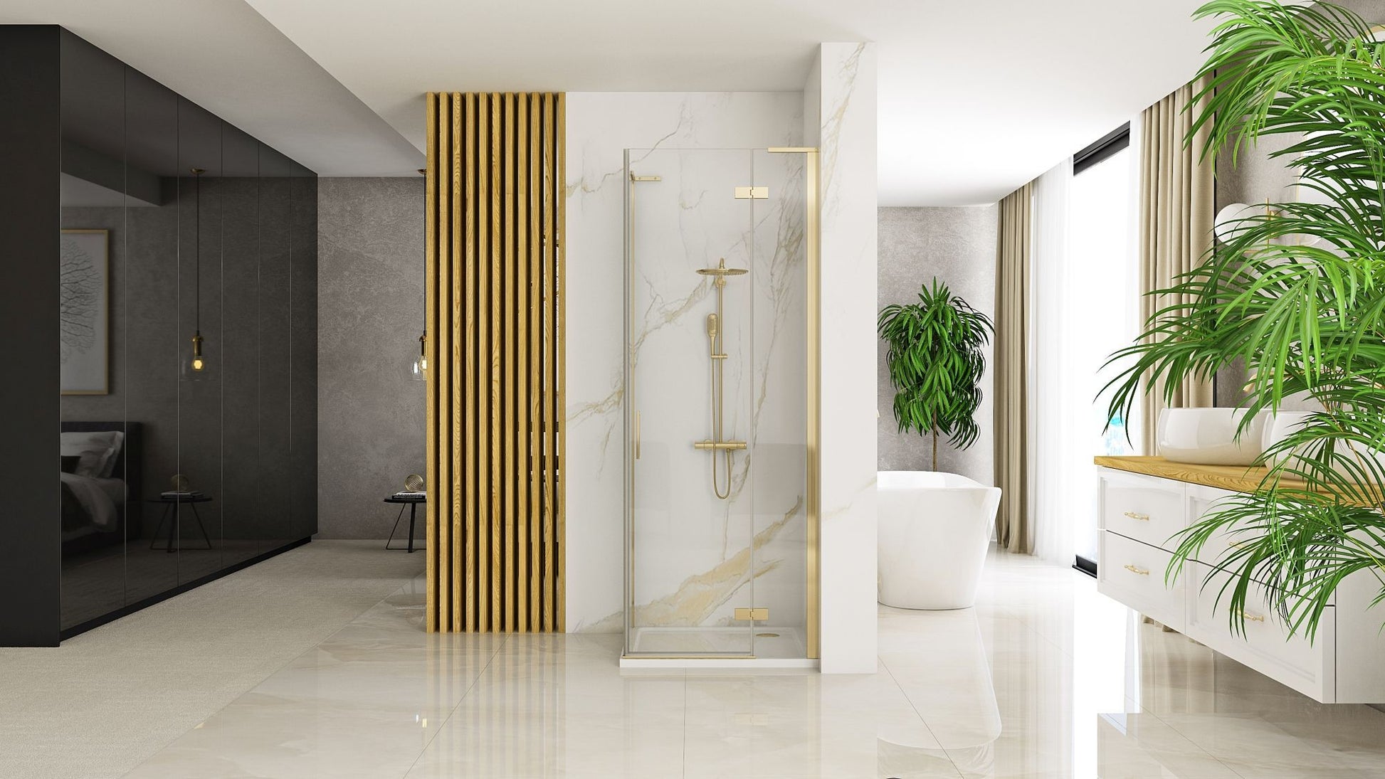 Duschkabine REA Hugo 80x90 Gold Brush  3