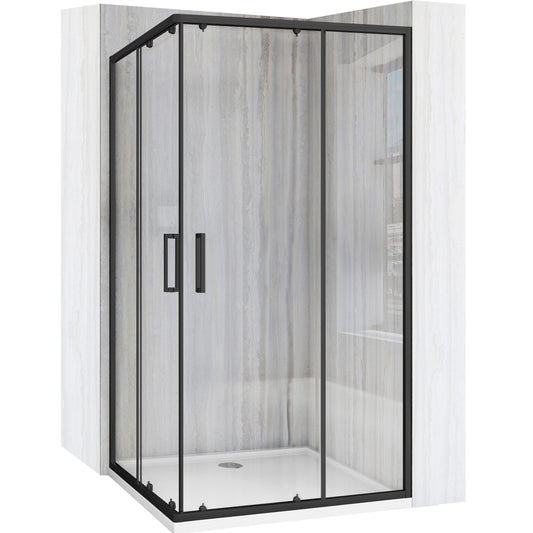 Duschkabine Rea City 80 x 100 Black mit Duschwanne Savoy Schwarz 1