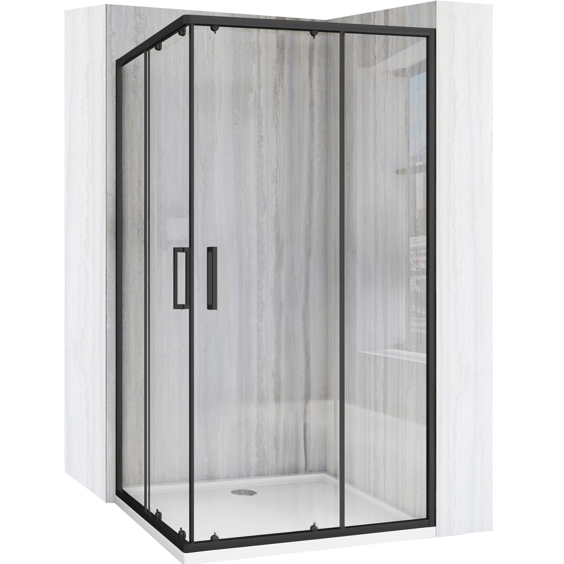 Duschkabine Rea City 80 x 100 Black mit Duschwanne Savoy 1