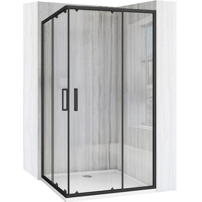 Duschkabine Rea City 80 x 100 Black mit Duschwanne Savoy 1