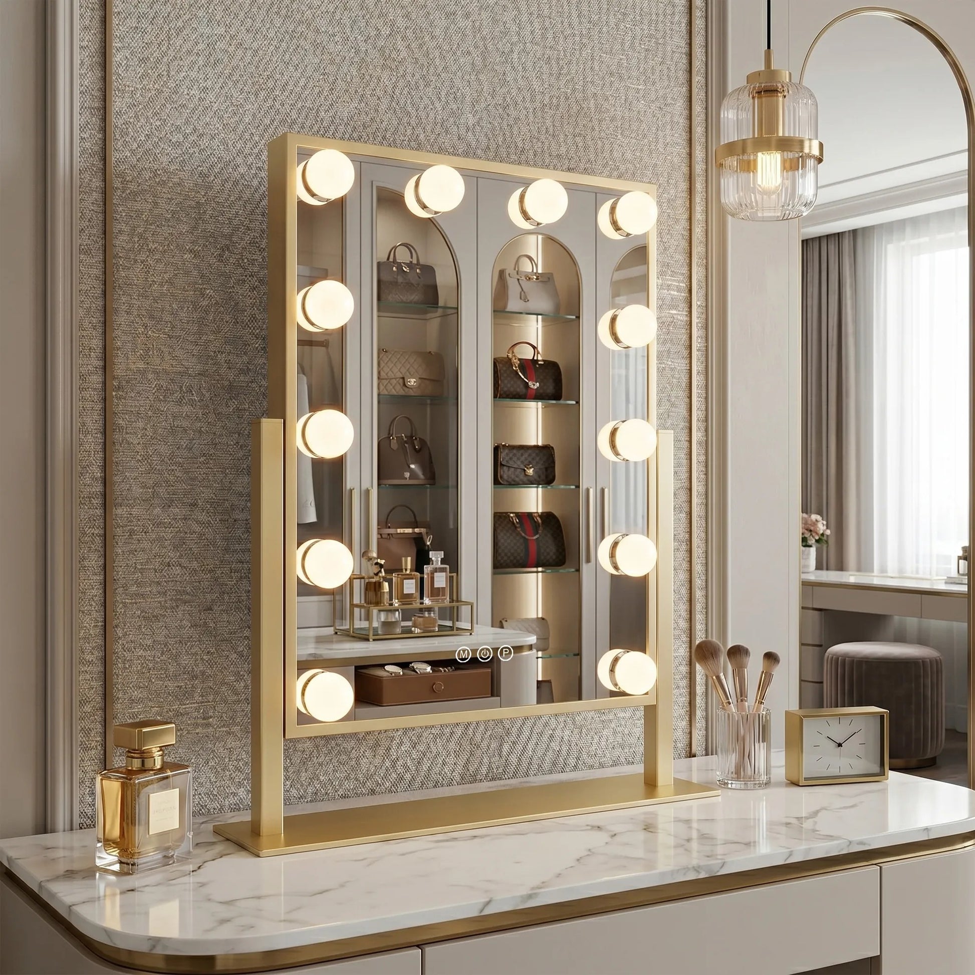 Spiegel LED HOLLYWOOD L.Gold 30x40  3
