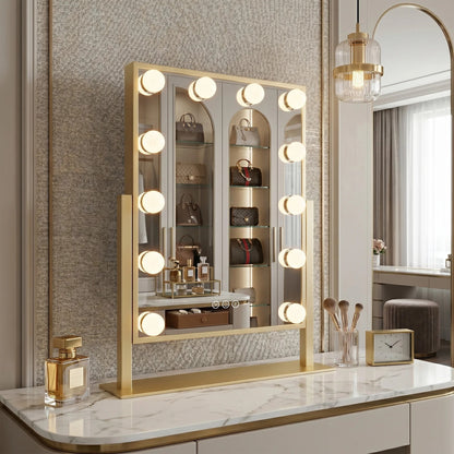 Spiegel LED HOLLYWOOD L.Gold 30x40  3