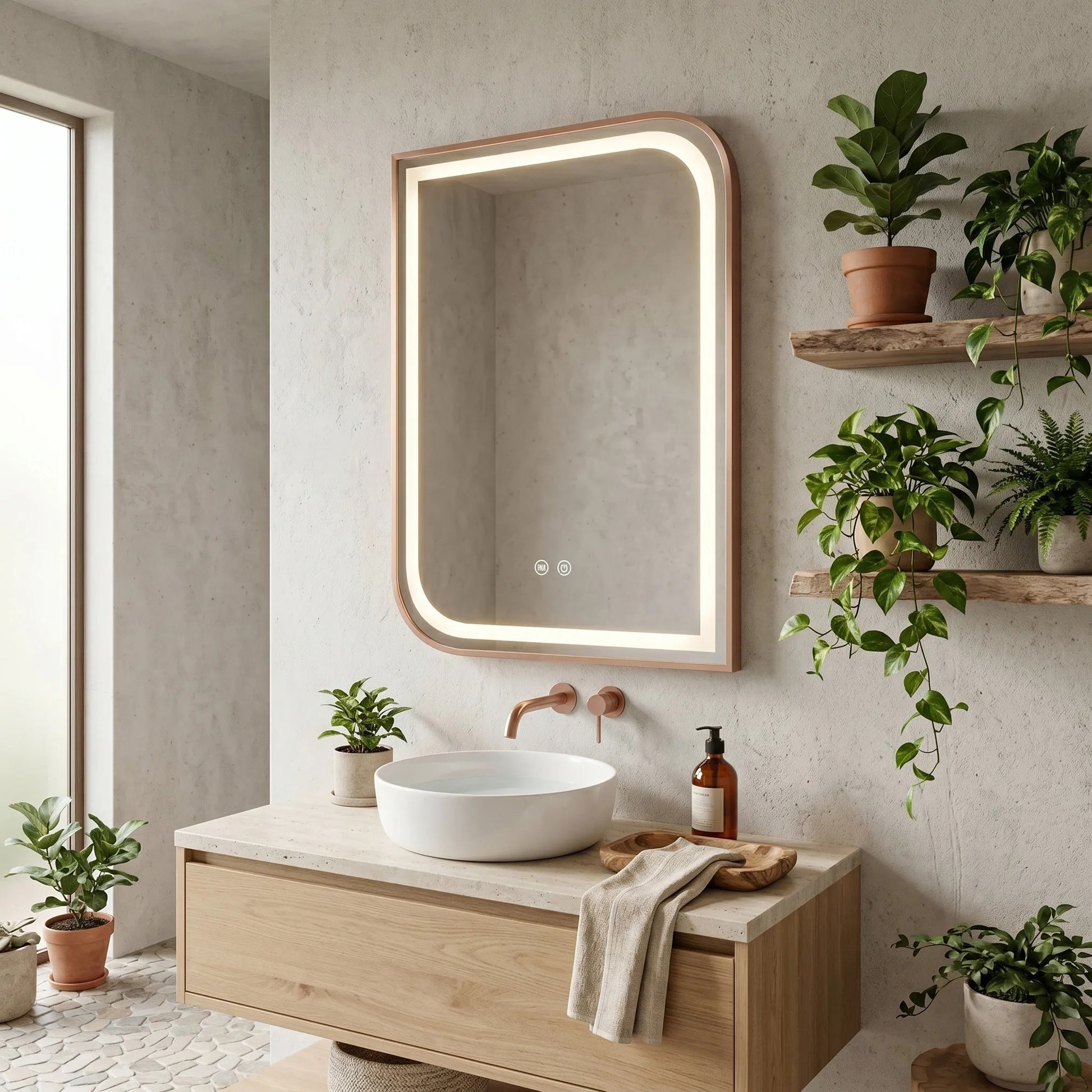 Spiegel LED ZONE 70x50 BRUSH ROSE GOLD  3