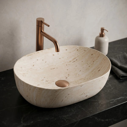 Aufsatzwaschbecken Rea Amelia Travertine Classic 48  3
