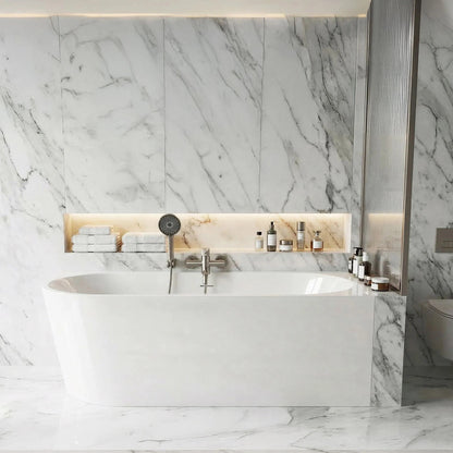 Acryl Eckbadewanne SYDNEY BELLANTO RIGHT 150cm Gebürstete Kupfer Stöpselabdeckung 3