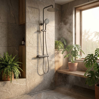 Duschset ohne Auslauf mit Thermostat Rea Lungo Titan  3