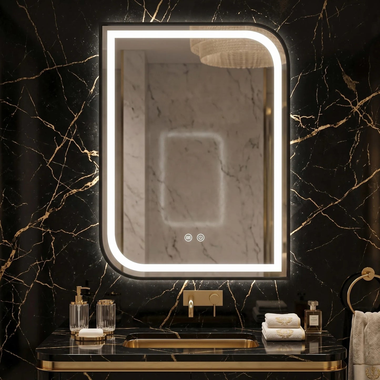 Spiegel LED ZONE 80X60 BLACK  3