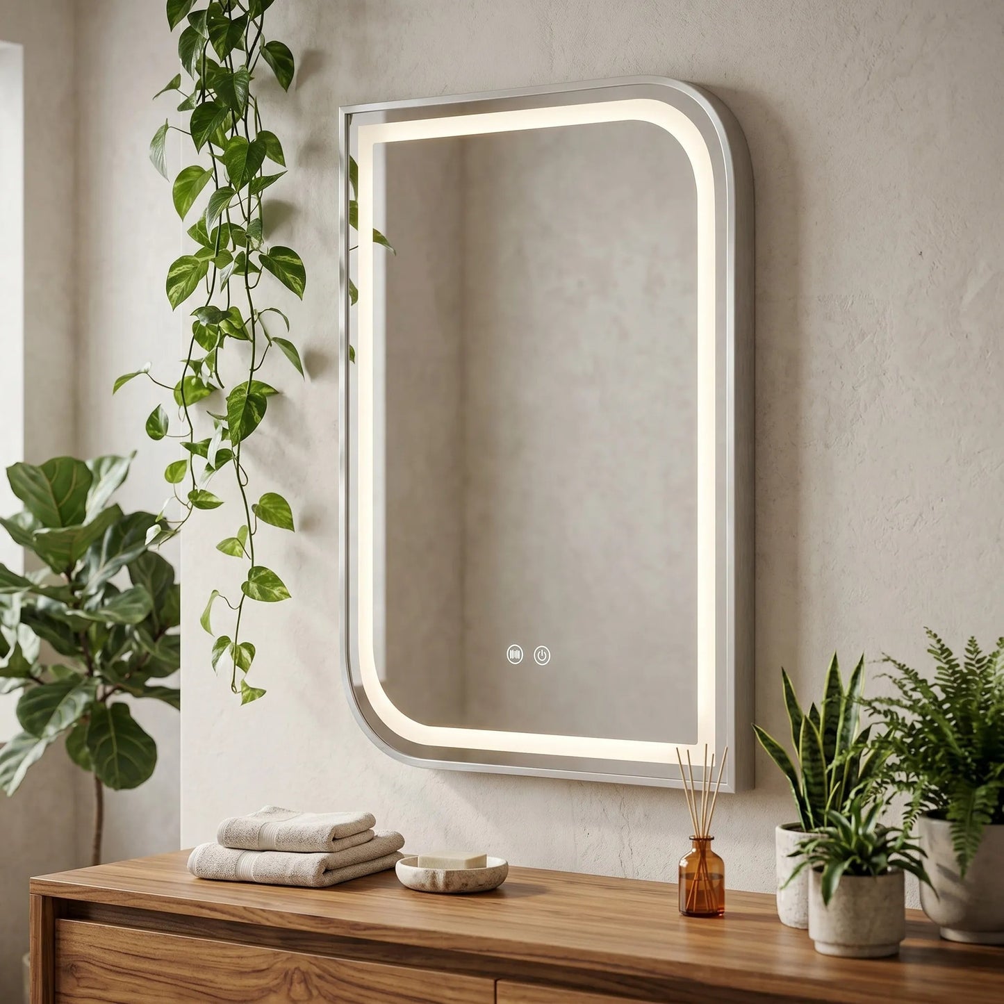 Spiegel LED ZONE 80x60 BRUSH NICKEL  3