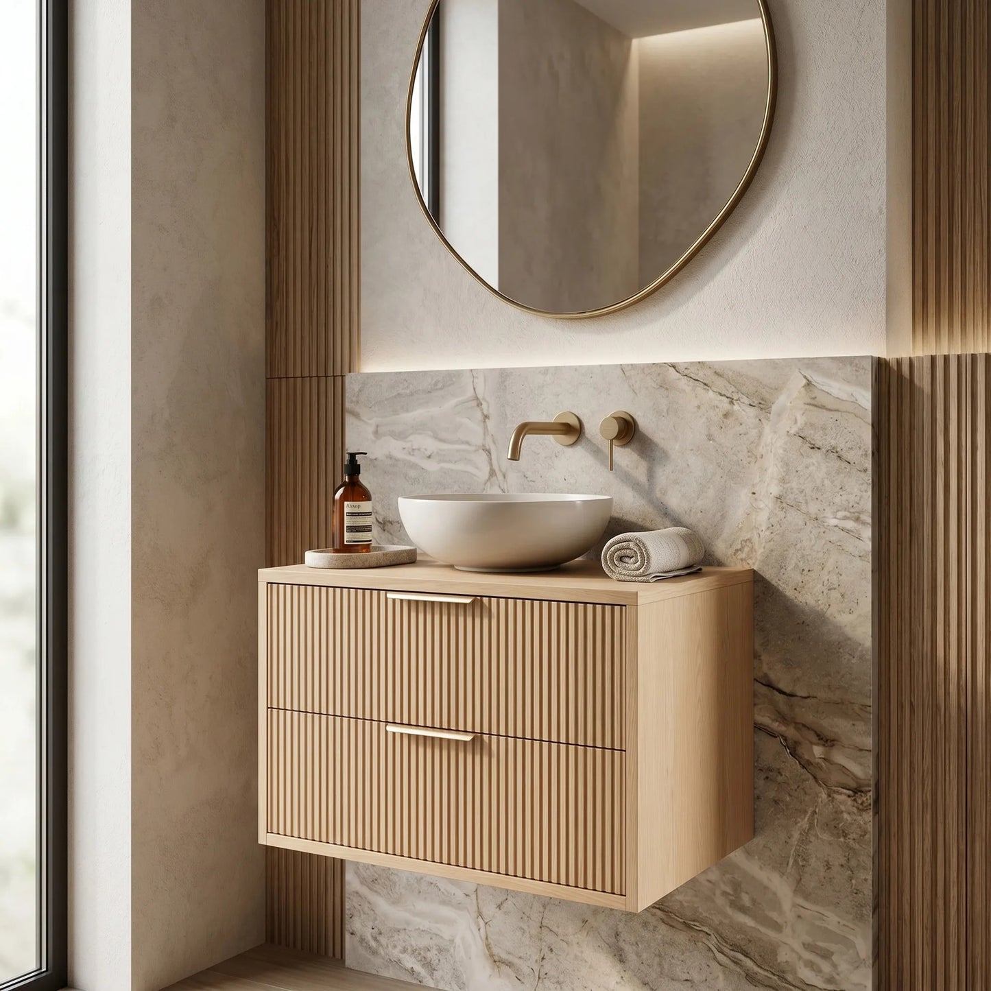 Waschtischunterschrank Rea Mono 60cm Beige  3