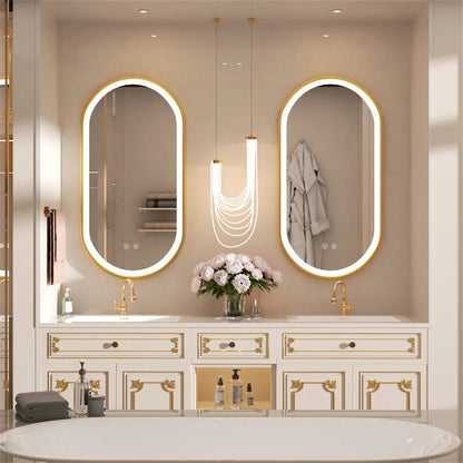 Spiegel LED OVL 50x100cm Brush Gold  3