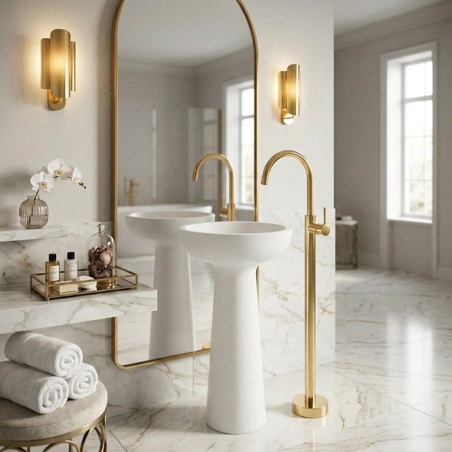 Waschbeckenarmatur freistehend Rea Lungo Gold  3