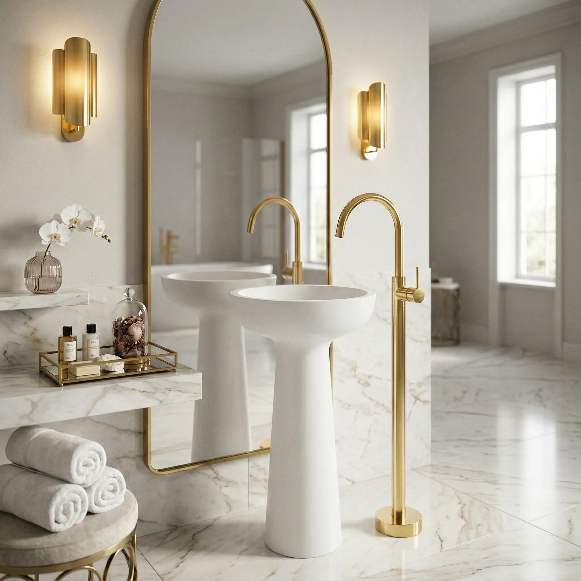 Waschbeckenarmatur freistehend Rea Lungo Gold  3
