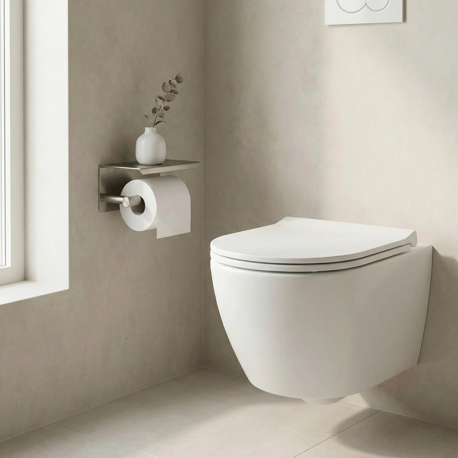 Toilettenpapierhalter mit Ablage 6613 Modern Nickel Brush  3
