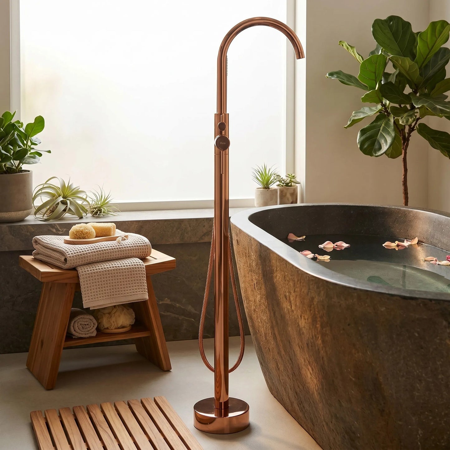 Freistehende Armatur Rea Lungo Copper  3