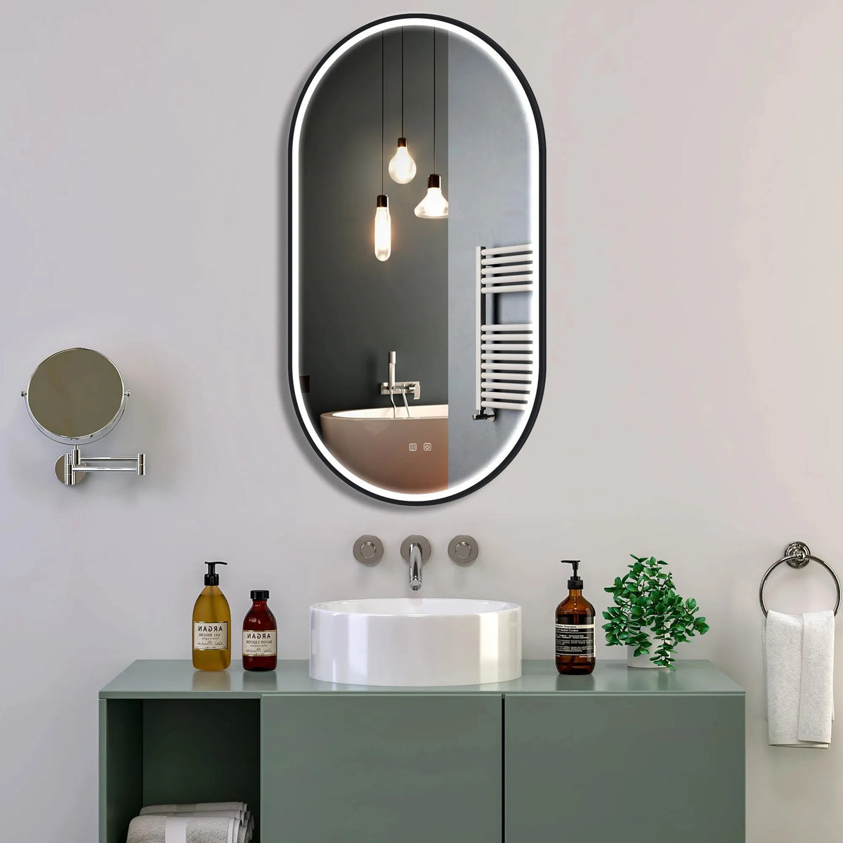 Spiegel LED OVL 50x100cm Black  3