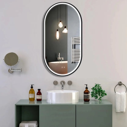 Spiegel LED OVL 50x100cm Black  3