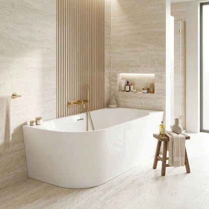 Acryl Eckbadewanne SYDNEY BELLANTO RIGHT 160cm Gebürstete Gold Stöpselabdeckung 3