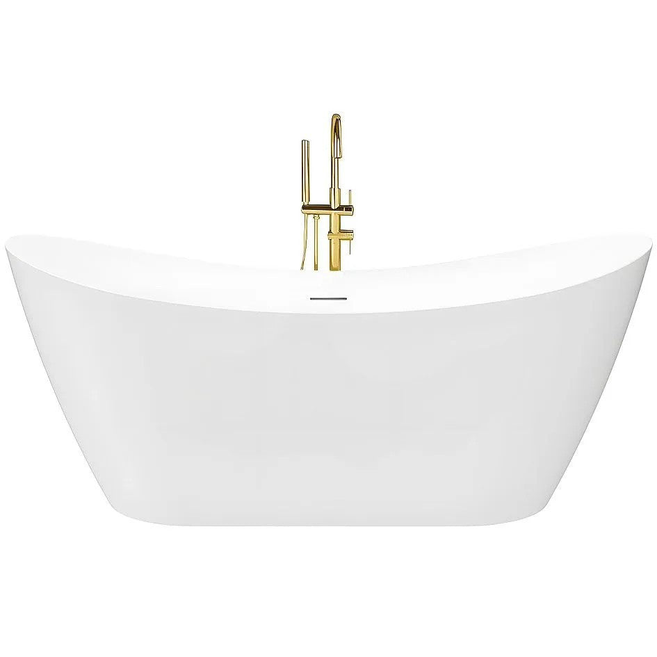 Freistehende Badewanne Rea Ferrano Slim 150 Gebürstete Gold Stöpselabdeckung 3
