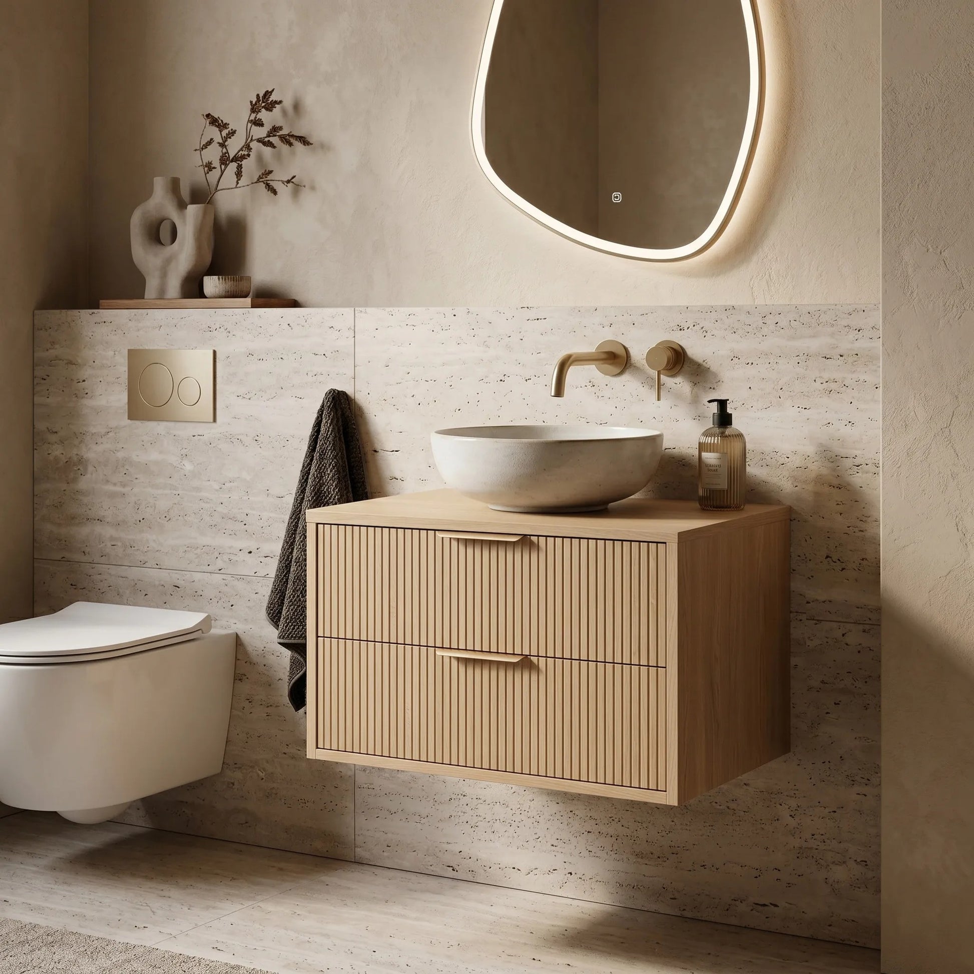 Waschtischunterschrank Rea Mono 80cm Beige  3