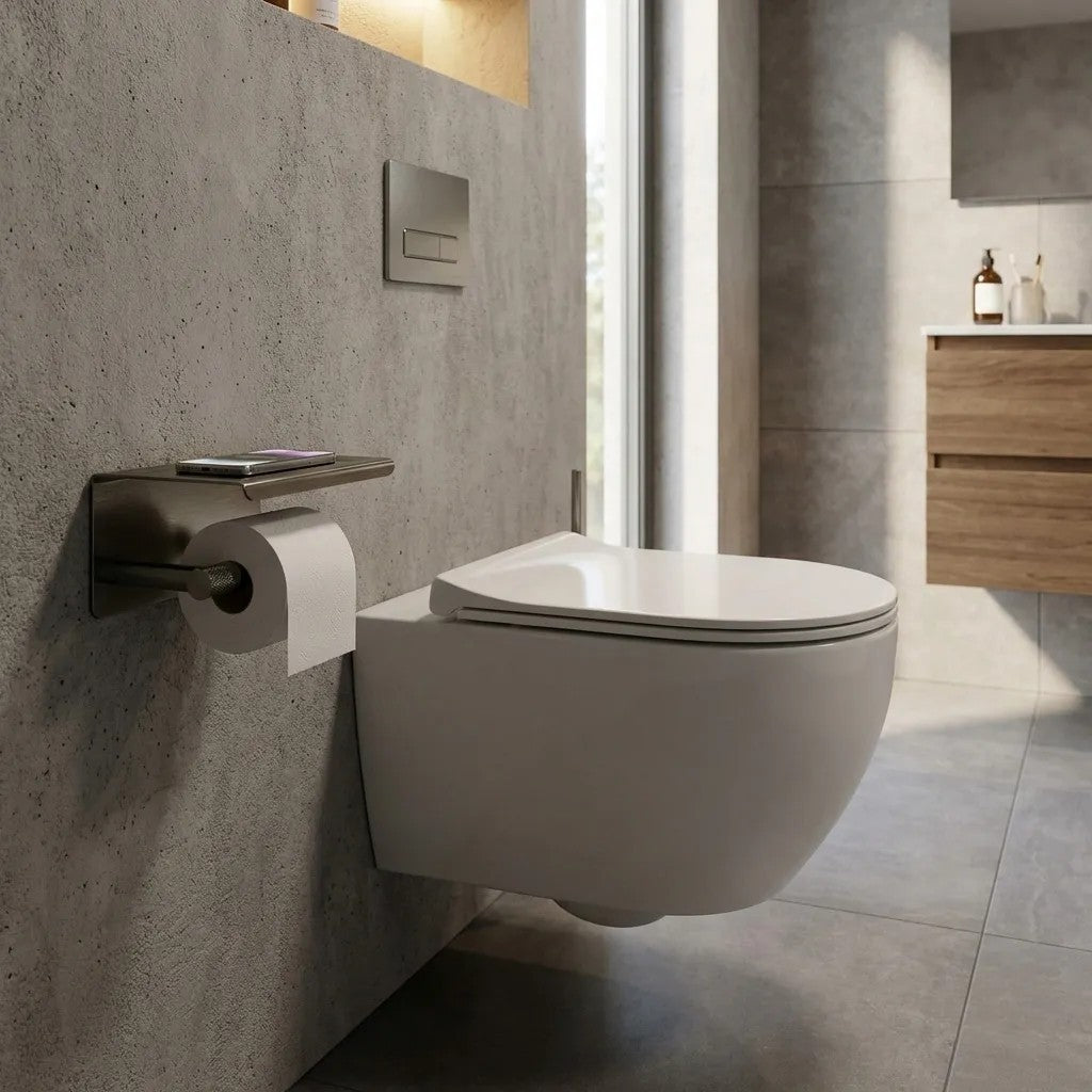 Toilettenpapierhalter mit Ablage 6613 Modern Titan  3