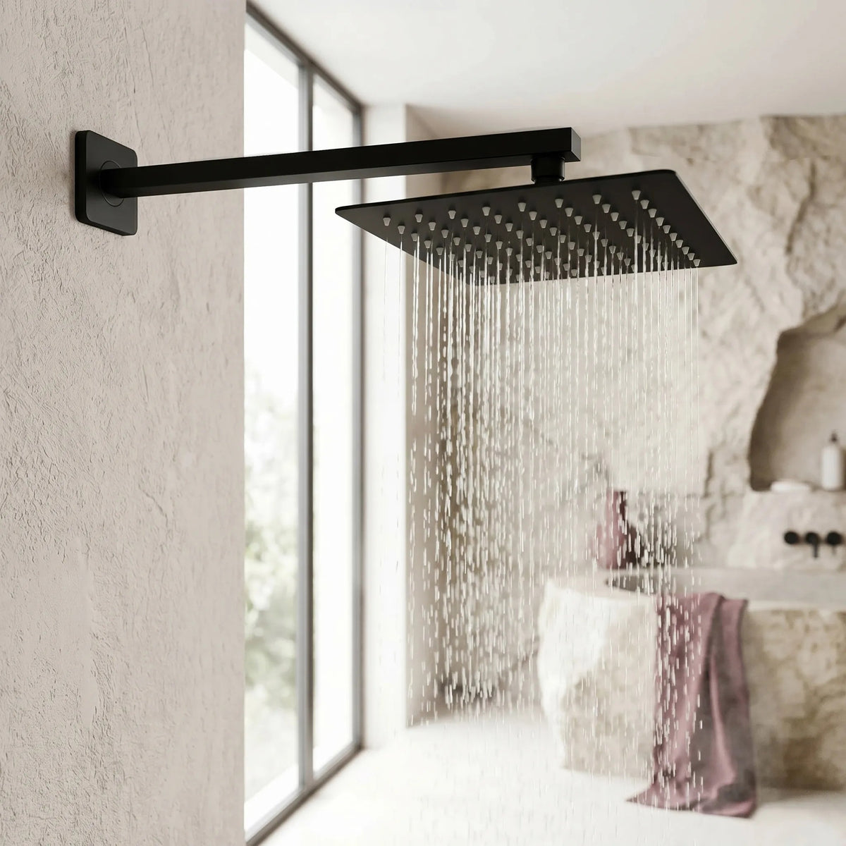 Quadratischer Duscharm REA JS-9022B 40cm Black 3