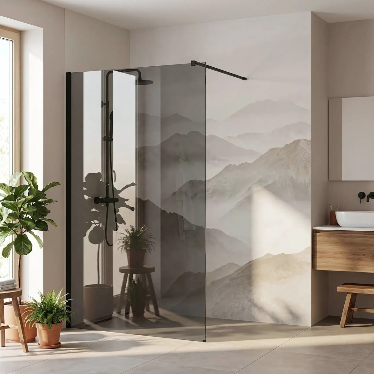 Duschwand Rea Flexi Grey / Black 110 3