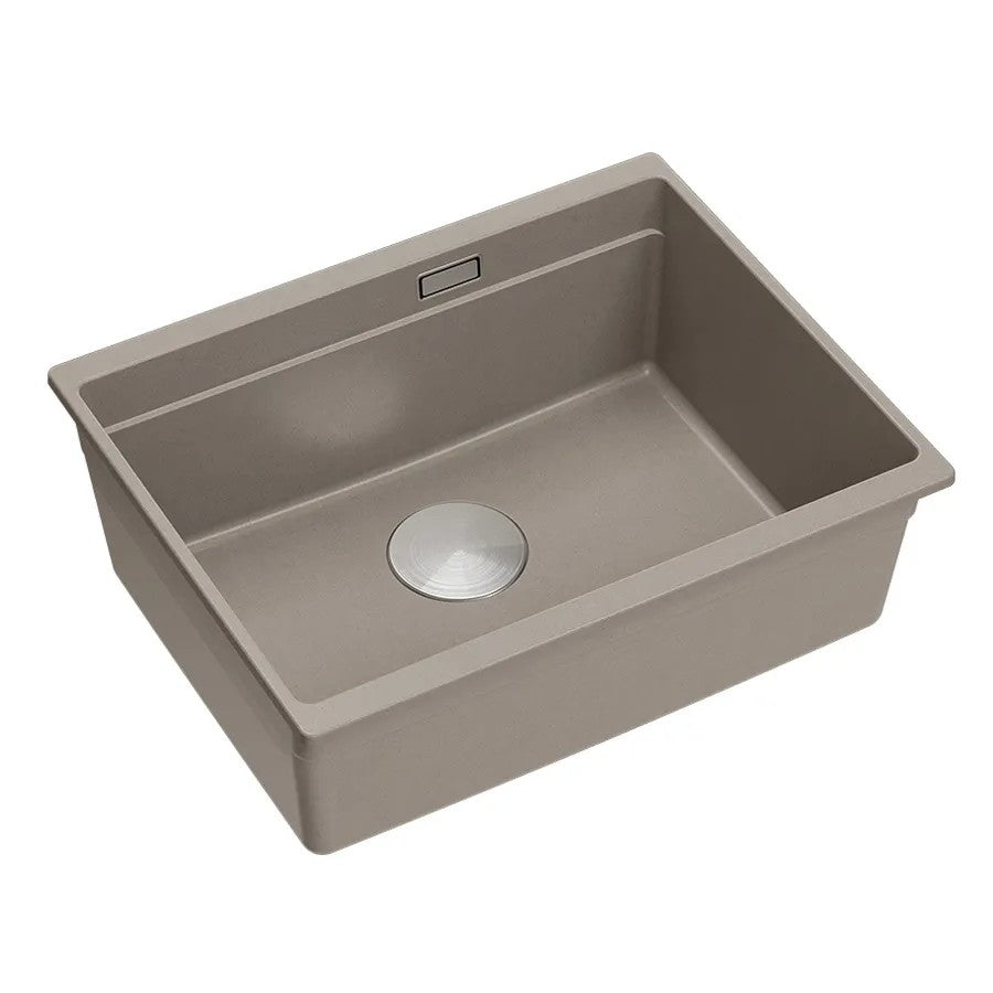Granitspülbecken Logan 100 Beige Stöpsel Gebürsteter Nickel 3