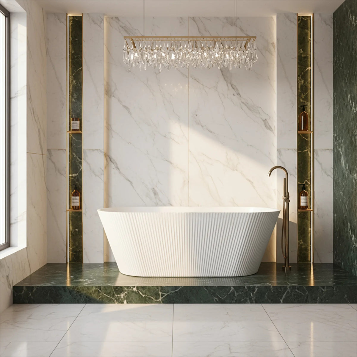 Freistehende Acrylbadewanne OFELIA 170 Schwarze Stöpselabdeckung 3