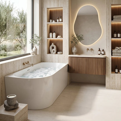 Eckbadewanne Aus Acryl REA Bellanto Slim 150 Right Schwarze Stöpselabdeckung 3